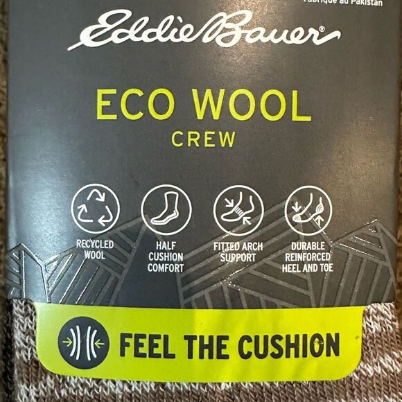 EDDIE BAUER SOCKS NWT SET OF THREE ECO WOOL CREW HEIGHT FOR MEN SHOE SIZE 6 - 12 - Picture 4 of 7